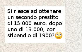 secondo prestito di 15.000 euro