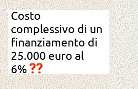 valutazione costo complessivo finanziamento di 25000 euro al 6%