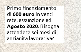 prestito 600 euro, 20 euro, neoassunto reddito 860 euro