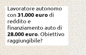 finanziamento auto 28000 euro per autonomo con reddito 31000 euro