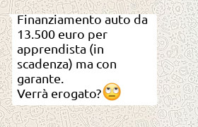 finanziamento auto 13500 apprendista con garante