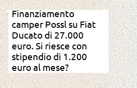 finanziamento camper Possl su Fiat ducato di 27000 euro