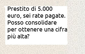requisiti per consolidare un prestito di 5000 euro dopo sei rate