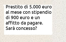 prestito di 5000 euro con affitto da pagare di 450 euro al mese