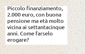 finanziamento di 2000 euro a pensionato di 73 anni