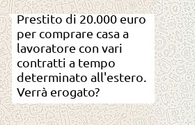 prestito 20000 euro per lavoratore all'estero con contratto a tempo determinato e garante
