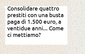 consolidamento quattro prestiti a soli ventidue anni