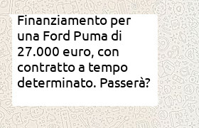 finanziamento auto 27000 euro per ford puma con contratto a tempo determinato